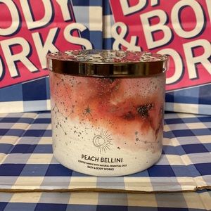 Peach Bellini 3 Wick Candle Bath and Body Works decorative lid NEW